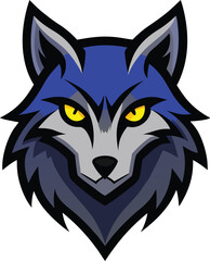 Fototapeta premium Fierce Blue Wolf Head Mascot Logo Vector Art Design for Sports Team Gaming Esports Isolated on Transparent Background