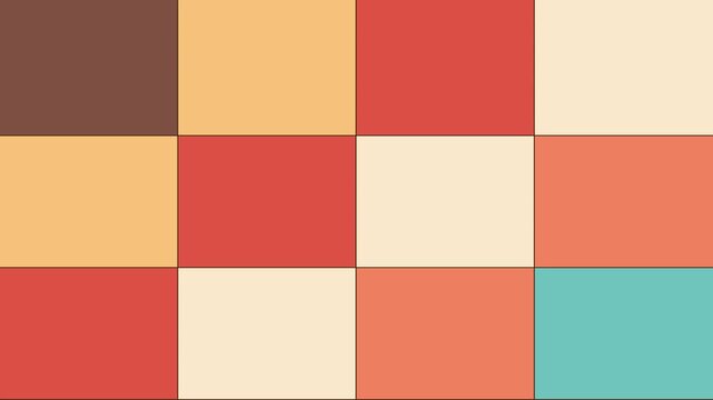 A simple mosaic animation with multicolored groovy colors. Geometric abstract background.