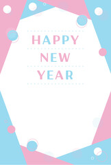 New Year's card templates with materials for 2026: the Year of the Horse. The designs are horizontal and simple and modern, and are auspicious, pastel / はがきテンプレート 年賀状素材 2026年 午年 縦型 シンプルモダン めでたい ピンク 水色