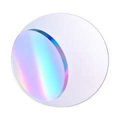 Naklejka premium Iridescent circle overlapping a matte white circle