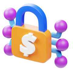 3D Render Futuristic Digital Lock with Dollar Sign for Financial Security