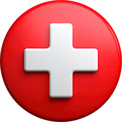 Obraz premium Red button w/ white medical cross in relief