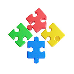 Interlocking puzzle pieces in four colors