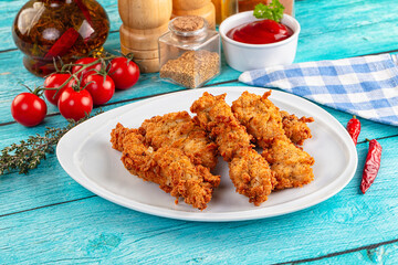 Golden crispy fried chicken strips