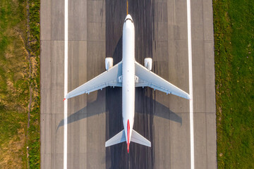 a plane on the runway
