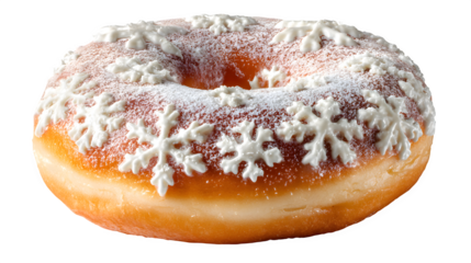 Winter Snowflake Donut, isolated on transparent background