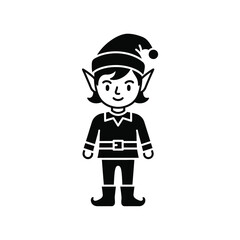 Black silhouette of a cartoon elf with pointed ears