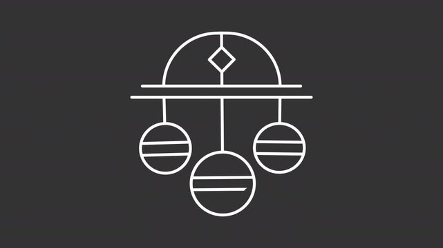 Animated pawnshop symbol white line icon. Three golden spheres suspended from bar animation. Monetary success. Ancient tradition. Isolated element on dark background. Alpha transparent video
