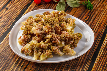 Vegan dietary steamed romanesco cabbage