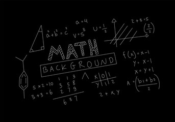 Realistic math chalkboard background illustration