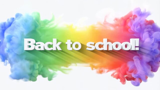 Back to school text with colorful smoke clouds