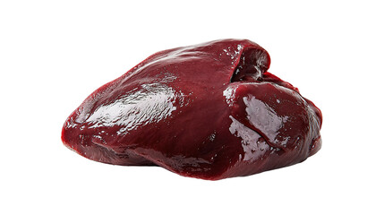 Raw pork liver, isolated on white background.