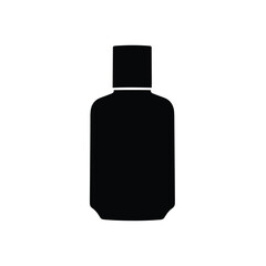 Black silhouette of a cosmetic bottle on white background