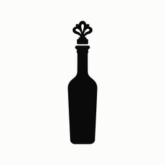 Black silhouette of a decorative bottle with ornate stopper
