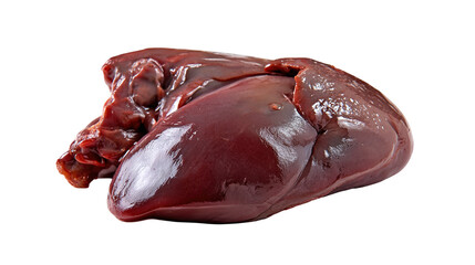 Raw pork liver, isolated on white background.