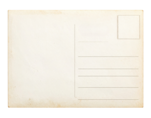 A blank postcard featuring a textured surface with lines for address and message, exuding a vintage feel.