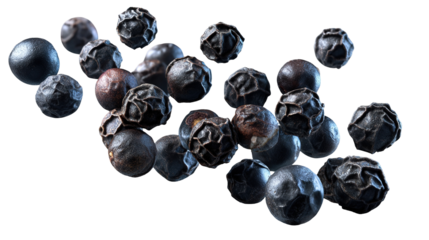 Black pepper spices isolated on white Background