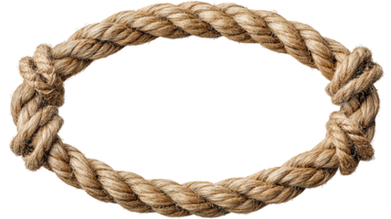 Square Rope Frame with Knotted Corners isolated on transparent white background