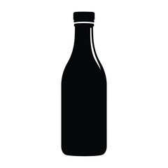 Black silhouette of a glass bottle with a cap container