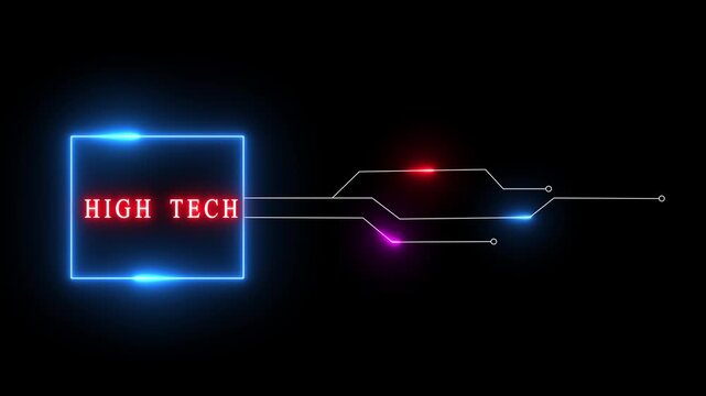 Neon text animation. High tech- Neon text animation background.