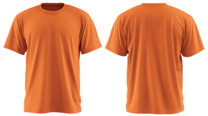 Orange t shirt mockup front and back view