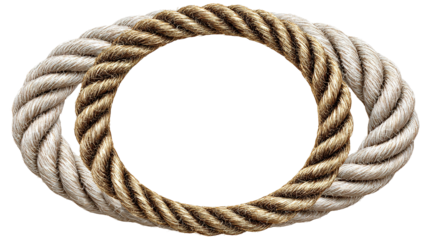 Square Rope Frame with Knotted Corners isolated on transparent white background