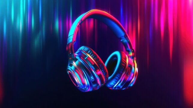 Colorful headphones with vibrant light effects in modern design