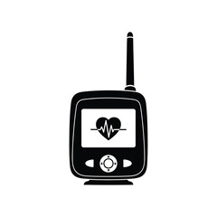 Black silhouette of a medical device with heart monitor