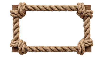 Rope Border Frame Isolated on White Background | Rustic Nautical Decor Element for Invitations, Design Templates and Graphic Overlays