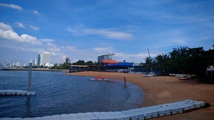 view of the sea in the city
