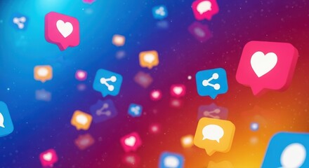 Engaging social media icons floating on gradient background for modern marketing campaign visuals