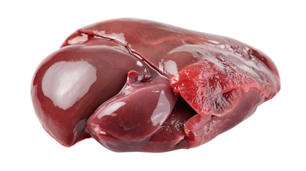 Raw pork liver, isolated on white background.