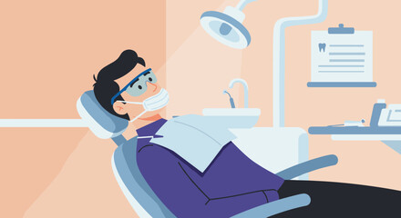 Obraz premium Patient relaxing in modern dental office during checkup