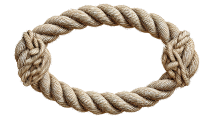 Square Rope Frame with Knotted Corners isolated on transparent white background