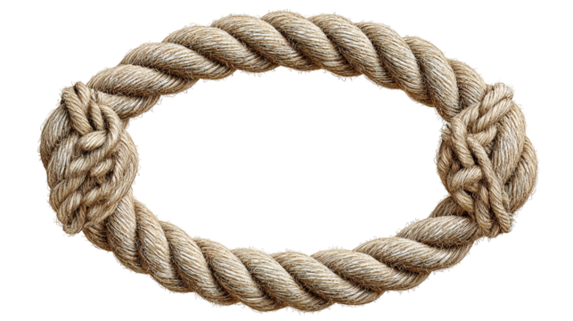 Square Rope Frame with Knotted Corners isolated on transparent white background - Powered by Adobe
