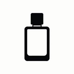 Black silhouette of a perfume bottle on white background