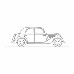 Sleek vintage car outlined in black