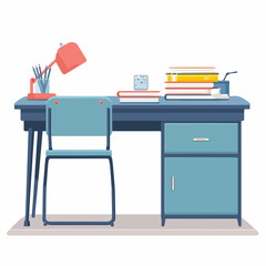 Minimalistic Student Desk Icon in Flat Style