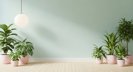 Indoor Plant Setup: Minimalist Home Office Greenery with Potted Plants