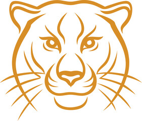 Tiger head tattoo vector illustration of wild feline silhouette