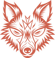 tribal fox tattoo design with wings vector illustration