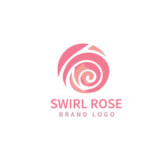 Floral Spiral Logo Vector Blush Pink Emblem Feminine Logo Vector for Skincare for Beauty, Wedding & Wellness Brands in Minimal Flat Vector Style