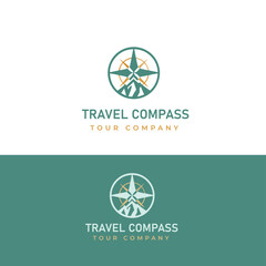 Professional  compass rose travel & tourism branding adventure tours, minimalist journey  navigation exploration emblem logo design 
