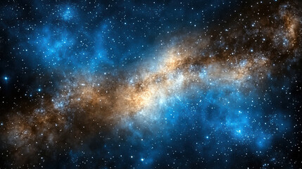 Obraz premium Galactic swirl with vibrant blue and golden hues, showcasing beauty of universe