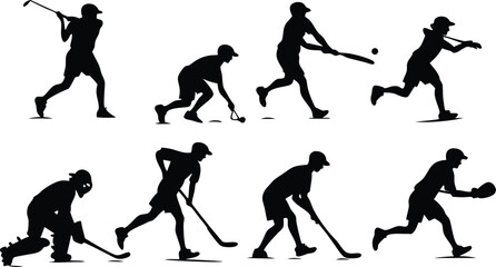 Dynamic sports action silhouettes showcase teamwork, competition, and athletic prowess in a vibrant, modern design, ideal for sports marketing