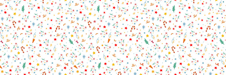 Colorful Christmas confetti seamless pattern