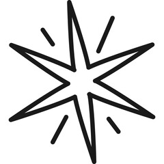 Abstract Geometric Starburst Outline Icon With Six Points And Rays Isolated On White Background