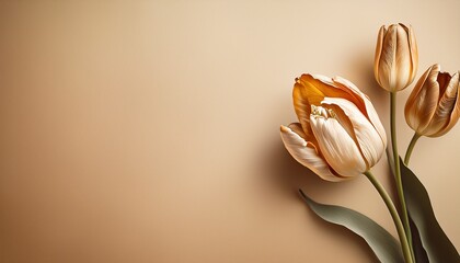 Weathered Tulip Flower On Warm Beige Backdrop