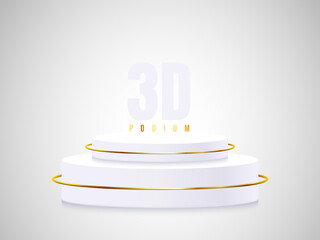 Minimal empty 3D podium display on clean white background with cylinder stand design, perfect for cosmetic branding, digital presentation, and professional product rendering