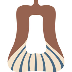 Abstract Geometric Shape with Brown Blue and Beige Stripes on Transparent Background for Design